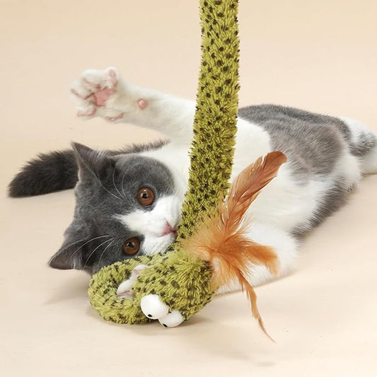 ZEZE Forest Snake Cat Teaser Wand Toy, 50.5” Interactive Feather Cat Toy with Crinkle Sound, Flexible Rubber Wand & Non-Slip Handle for Indoor Cats Play