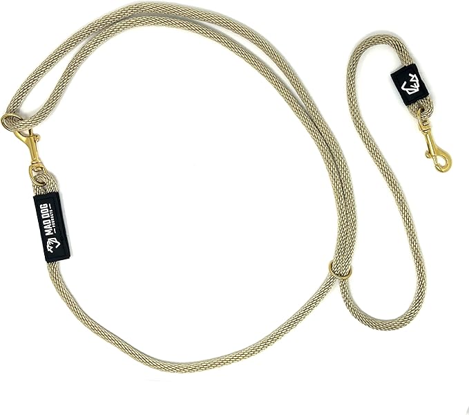 Mad Dog Products Hands Free Clip Dog Leash 3/8” x 10’ Jute Signature Rope – Made in USA
