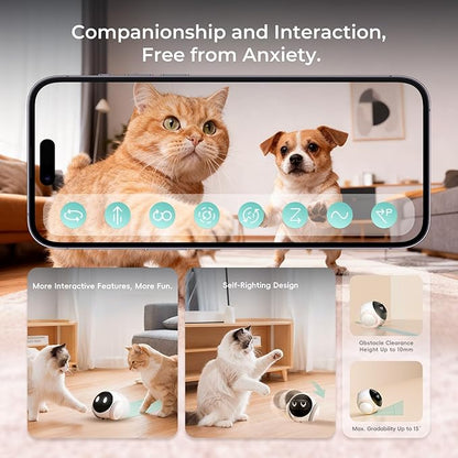 Magic S1 Indoor Security Robot Camera 1080P Movable Pet Camera with App Control, 2-Way Audio, Motion Detection, Night Vision, Auto-Recharge, Smart Home Cam for Pet/Elderly/Baby (White)