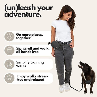 Hands Free Dog Leash with Treat Pouch – Waterproof Cross Body & Waist Leash for Dog Walking and Training with Poop Bag Holder - Cute Walking Accessories for Medium and Large