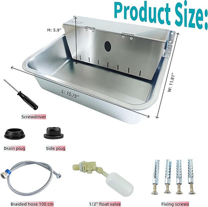 Stainless Steel Automatic Dog Water Bowl Large Capacity Wall-Mounted Pet Water Dispenser with Flip Cover Design,Suitable for Cats,Dogs,Chickens Ducks Other Poultry,Suitable for Indoor & Outdoor Use