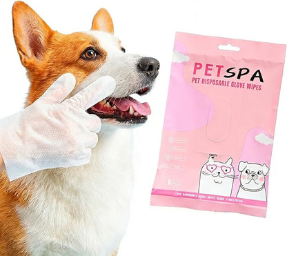 Pet Glove Wipes for Dogs and Cats, Extra Thick Dog Wipes Cleaning Deodorizing, Rinse Free Cleaning Gloves Dog Washing Gloves, Cat Gloves for Grooming for Pet Dry Cleaning, Daily Care and Travel 6 Pcs