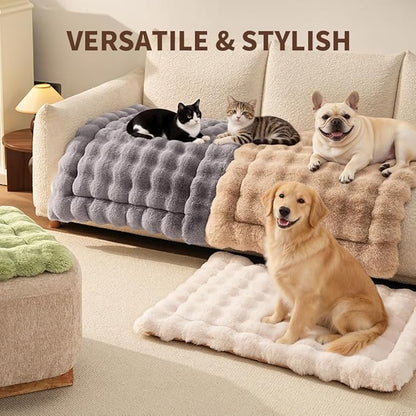 Cat & Dog Bed Mat, Soft Plush Faux Fur Kneading Pet Bed for 2 Cats or Small Dogs, Machine Washable Cat Sleeping Pad, Non-Slip Fluffy Pet Rug for Indoor Cats Kittens & Small Dogs,27x20 In Coffee