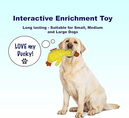 Squeaky Duck Dog Toy for Small, Medium and Large Dogs, Durable Interactive Dog Toys to Keep Them Busy, Soft Crinkle Plush Puppy Chew Toys Teething and Boredom (Mr. Ducky Yellow 1PC)