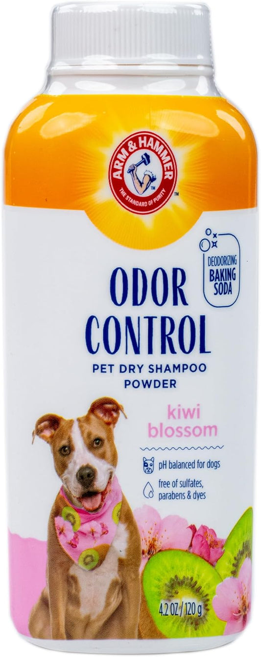 Arm & Hammer for Pets Odor Control Dry Shampoo Powder for Dogs & Puppies, Waterless Dog Deodorizer with Baking Soda, Paraben Sulfate and Dye Free Formula, Kiwi Blossom Scent, 4.2 Oz