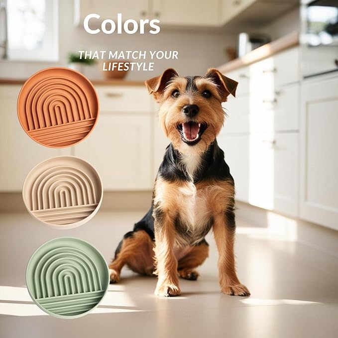 Modern Rainbow Pet Slow Feeder Bowl, Silicone Slow Feeder for Dogs & Puppies, Slow Eating, Modern Lick Mat Design, Reduces Gulping, Dishwasher Fit, for All Breed, Durable Mealtime Puzzle (Slate)