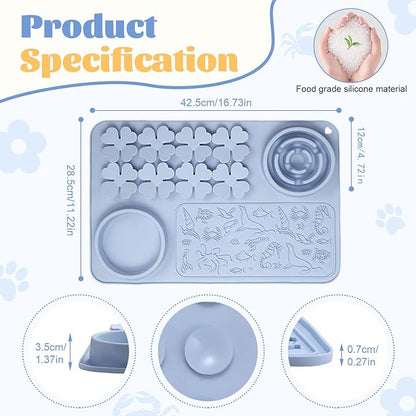 Silicone Lick Mat for Dogs & Cats – Slow Feeder Dog Bowl, Non-Slip Licking Mat for Large & Small Breeds, Puzzle Feeder & Snuffle Mat for Fast Eaters, Interactive Pet Food Mat