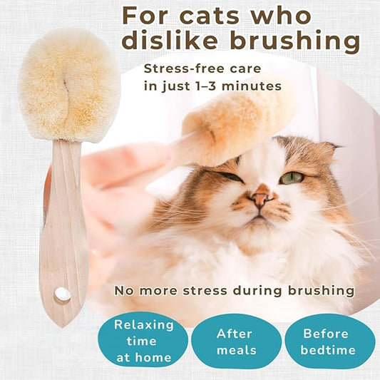 Gentle Cat Brush for Indoor Cats – Soft Daily Grooming & Massage Brush for Sensitive Cats & Kittens, Removes Loose Surface Fur (Not a Deshedding Tool), Natural Sisal, Made in Japan (Type-A)