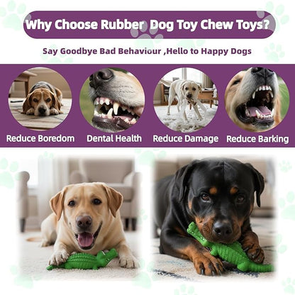 Squeaky Dog Toys for Aggressive Chewers, Dog Chew Toys for Medium and Large Dogs,Tough Alligator Natural Rubber Dog Teething Chew Toy