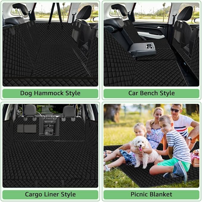 Vailge 100% Waterproof Convertible Dog Car Seat Covers,100% Waterproof Dog Seat Cover with Mesh Window, Heavy Duty seat Cover for Dogs, Dog car Hammock Pet Seat Cover for Cars Trucks suvs,Black,Large