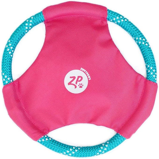 ZippyPaws Rope Gliderz - Durable Outdoor Dog Frisbee Toy, Soft Pet Flying Disc for Beach & Pool, Interactive Frisbee for Fetching, Made of Tough Mountain Climbing Rope - Magenta