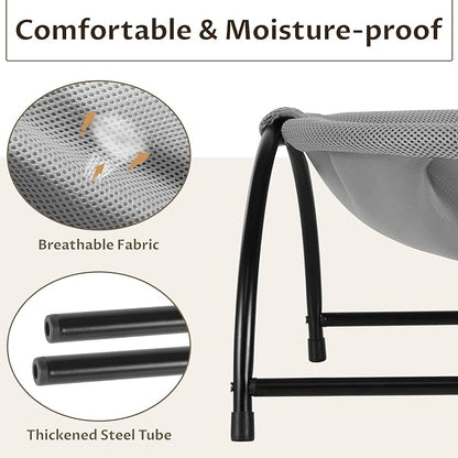 Elevated Cat Hammock Bed - Breathable Mesh & Powder-Coated Steel Frame, Detachable Machine Washable Pet Bed with Anti-Slip Pads, Indoor/Outdoor Use, Easy Tool-Free Assembly