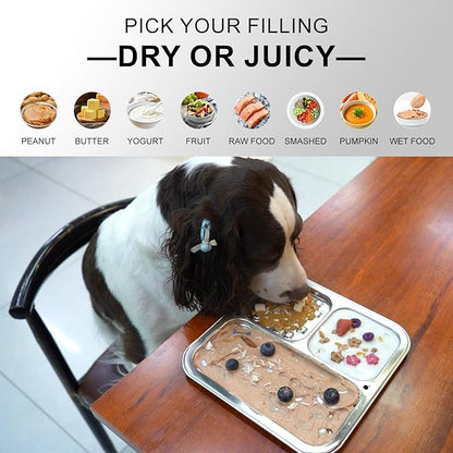 Kactoily 2-Pack Stainless Steel Lick Mat for Dogs and Cats, Large Slow Feeding Licking Pad with 46 Suction Cups, Peanut Butter Licking Pad for Boredom Reducer and Anxiety Relief