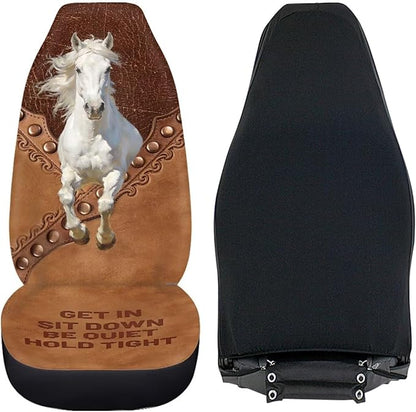 Horse Car Seat Covers Front Set, Car Accessories Automotive Seat Covers for Women Men, Breathable Car Interior Covers Seat Protectors for Trucks SUV Sedans