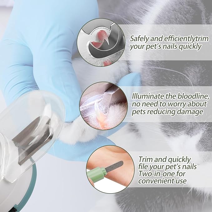 LED Light Pet Nail Clipper, Safe Quick Sensor Trimmer with Bloodline Detection, Sharp Blades for Dogs and Cats