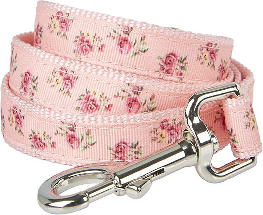 Dog Leash Flower Pattern, 4 Feet Length, Durable Nylon with Ribbon for Small, Medium and Large Dogs.(Medium, Pink Floral Leash)