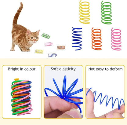 Andiker 30Pcs Cat Spiral Spring, Colorful&Durable Cat Spring Toys Plastic Cat Toys for Indoor Cats Swatting, Biting, Hunting to Kill Time and Keep Fit Cat Interactive Toy for Cats and Kittens (30pcs)