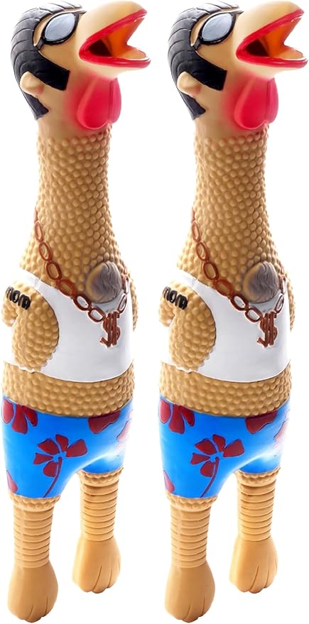 Outward Hound by Charming Pet Squawkers Earl Latex Squeaky Rubber Chicken Dog Toy,Funny Interactive Holiday Toy for Dogs,Large Size,(Pack of 2)