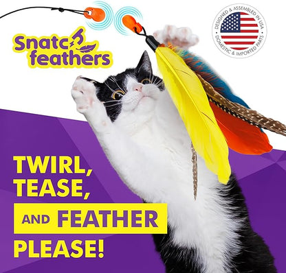 Cat Amazing Snatch Feathers Replacement Pack - 3 Magnetic Feather Attachments for The Snatch Magnetic Wand - Cat Toy Feathers – Cats Can Really Catch!
