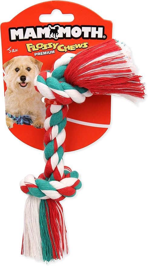 Mammoth Pet Products Flossy Chews Cottonblend Color Rope Bone, Small 9-Inch, multicolored (20002V)