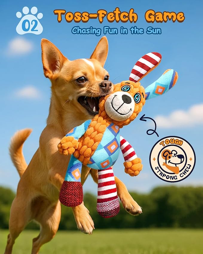 Swooflia 2 Pack Squeaky Dog Toy - Elephant Crinkle Plush Toys for Puppies, Treat Boredom for Small Dogs, Interactive Stimulating Puppy Toy to Keep Them Busy