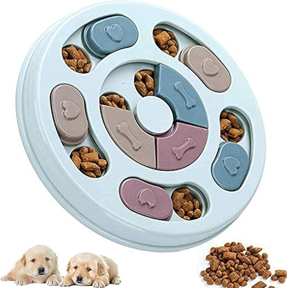 Dog Puzzle Slow Feeder Toy,Puppy Treat Dispenser Slow Feeder Bowl Dog Toy,Dog Brain Games Feeder with Non-Slip, Improve IQ Puzzle Bowl for Puppy(Blue), FUYM