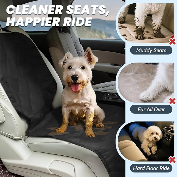 VIVAGLORY Dog Front Seat Cover Seatflex Car Seat Protector for Dog, Car Cover for Pet, Front Single Bucket Captain Chair Protector, Standard, Black, 2Pack