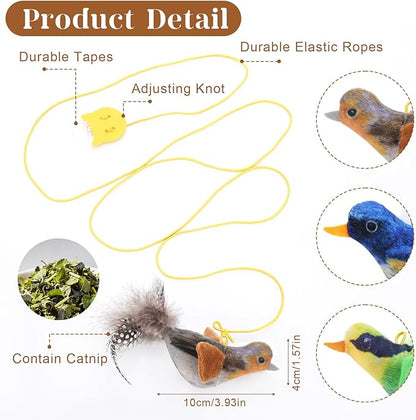 Flying Bird Cat Toys, Interactive Chirping Bird Cats Feather Toys Hanging Cat String Toy for Bored Kittens Adult Multi Households