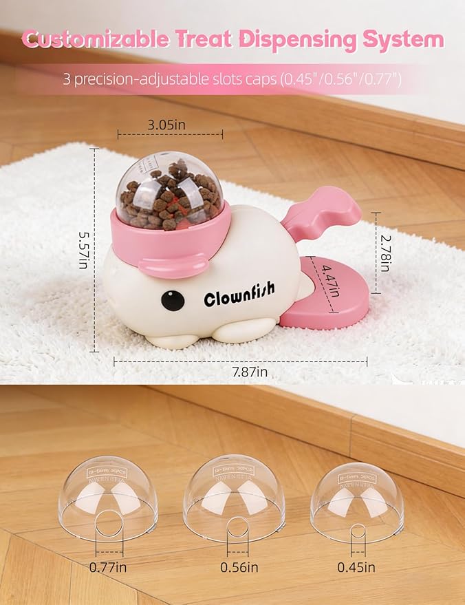 Dog Treat Dispenser Puzzle Toy, Intercative Slow Feeder Bowl for Cats and Dogs, Mental Stimulation Enrichment Toy, Indoor Pet Feeder with Silicone Mat to Keep Pets Busy, Multiple Colors (Pink)