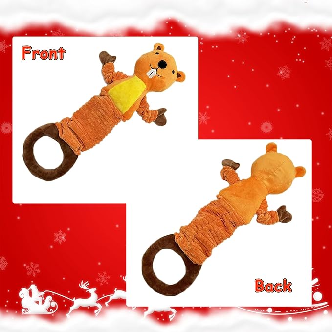 LWBMG Squeaky Dog Toys Plush Dog Toy with Crinkle Paper Tug of War Pull Interactive Dog Toys for Aggressive Chewers Cute Stuffed Animal Groundhog Dog Toy for Puppies Small Medium and Large Dogs