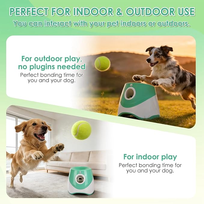 Automatic Ball Launcher for Dogs, Dog Ball Thrower Launcher Fetch Machine with 3 Adjustable Distance & 6 Tennis Balls (2 inch),Indoor Outdoor Interactive Puppy Pet Toy for Small to Medium Dogs
