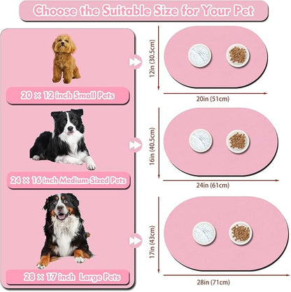 Dog Feeding Mat 24''x16'', Absorbent Pet Food Mat, No Stains Quick Dry Pet Water Mat Protect Floor, Cat Dog Water Bowl Mat for Messy Drinkers, Non-Slip Rubber Base Pet Placemats for Food and Water