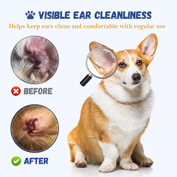 4 fl oz Dog Ear Cleaner Solution, Gentle Ear Wash for Dogs and Cats, Pet Ear Cleaner for Routine Ear Cleaning and Care, Ideal for Regular Pet Grooming Use