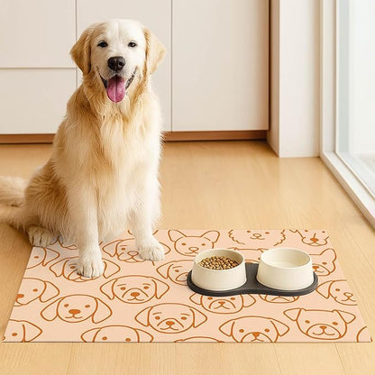 Pet Feeding Mat with Colorful Polka Dot Pattern Design 24" x 16" Dachshund Puppy Food Mat Pet Bowl Mats for Dogs and Cats Cute Non Slip Dogs Feeding Mats for Dog Decor for Home