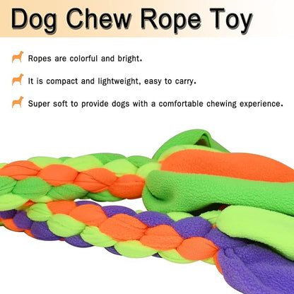 2 Pack Dog Fleece Rope Toy - Tug of War Rope,Interactive Dog Toys,Dog Flirt Pole Replacement Toys for Chase, Chew & Exercise & Training