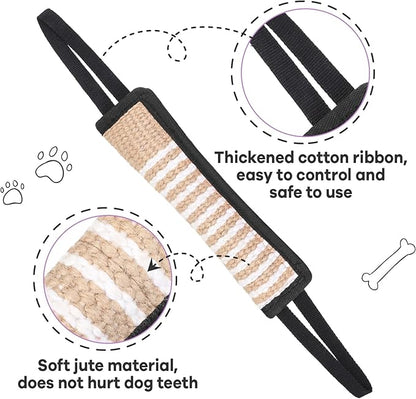Kacctyen 4 Pcs Dog Tug Toys, Jute Pillow Pull Toy with 2 Strong Handles Tug of War Interactive Play Puppy Training Equipment for Medium to Large Dogs, 4 Colors(Dark Color)