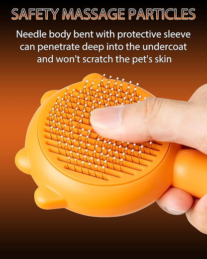Cat Brush for Shedding, Pumpkin Cat Brushes with Gentle Bristles and Release Button, Gentle Self Cleaning Pet Brush for Indoor Cats and Dogs Daily Grooming Tool During Shedding Season
