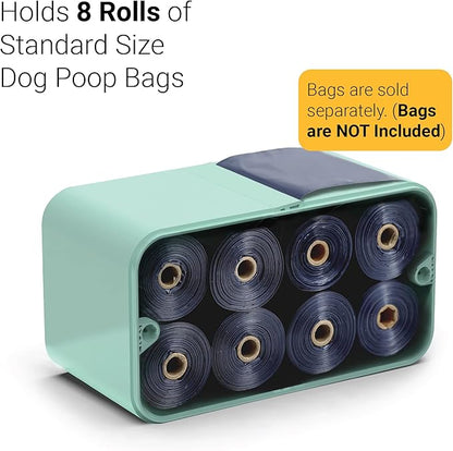 SVD.PET Dog Poop Bag Dispenser, Wall Mount Waste Bag Dispenser with Magnetic Lid Holds 8 Rolls of Waste Bags, Indoor/Outdoor Wall mount or Place on the Table (Spearmint, Dispenser only))