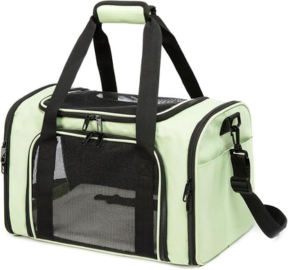 Cat Carrier Dog Carrier Pet Carriers for Medium Small Cats Dogs Puppies up to 15 Lbs,TSA Airline Approved Small Dog Cat Carriers Soft Sided,Collapsible Travel Puppy Carrier (Green, Large)