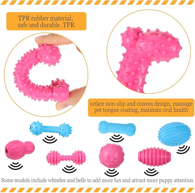Jenaai 50 Pack Puppy Toys Chew for Teething Cute Soft Dog Toys Interactive Teething for Small Dogs Anxiety Relief Cleaning Teeth, Assorted Style