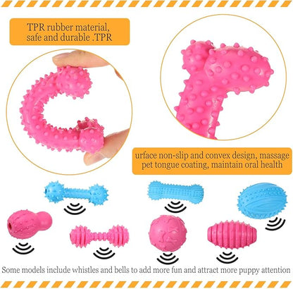 Jenaai 50 Pack Puppy Toys Chew for Teething Cute Soft Dog Toys Interactive Teething for Small Dogs Anxiety Relief Cleaning Teeth, Assorted Style