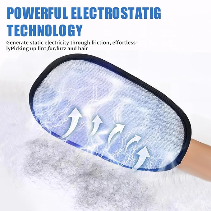 Upgraded Electrostatic Pet Hair Removal Glove for Dogs & Cats 5-Finger Magic Brush Design Reusable Hair Remover for Couch, Carpet, Car Seat, Laundry & Clothing Quick Cleaning Tool for Pet Owners