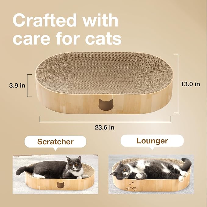 Necoichi Cat Scratcher Bowl Capsule for Indoor Cats - Cat Scratching Lounger with Reversible Usability and Extra Comfort for Lounge, Cardboard Bed Couch