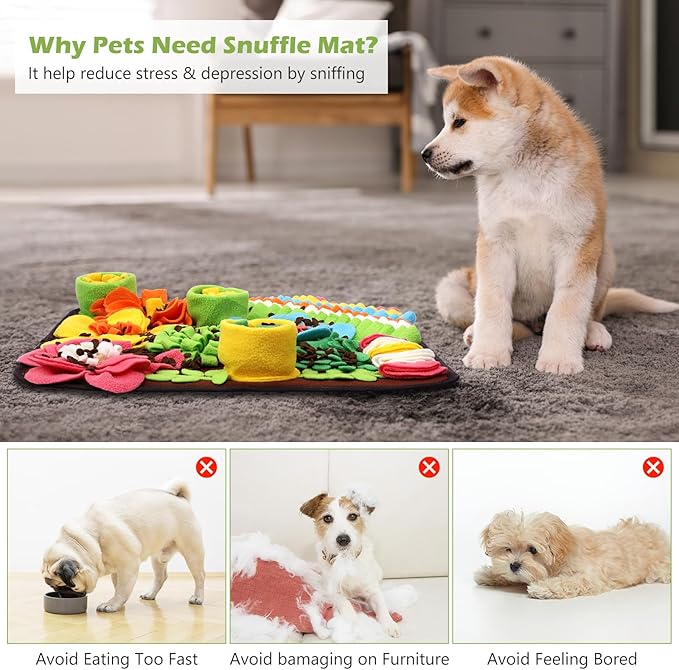 KeeKit Snuffle Mat for Dogs, Interactive Slow Feeding Mat for Small & Medium Breeds, Encourages Natural Foraging Skills, Mental Stimulation, Foraging Mat for Dogs Cats Rabbits