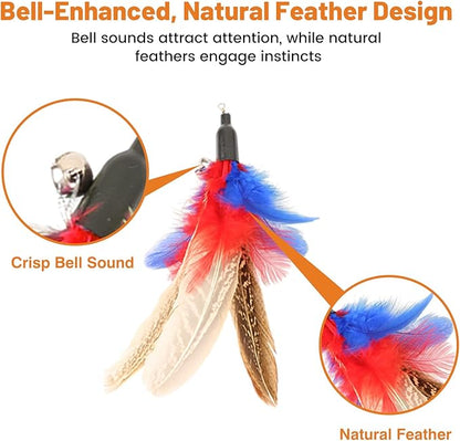 8 PCS Cat Colorful Feather Wand Replacement, Cat Toy Feather Replacement, Interactive Toy Refills for Indoor Cats