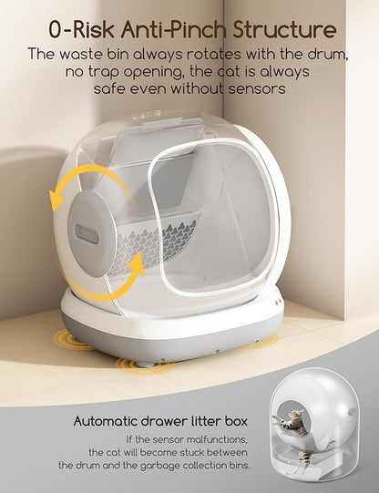 Meowant Self Cleaning Litter Box, Automatic Litter Box Self Cleaning with APP Control, 75L Extra Large Open Low Entry Smart Cats Litter Boxs for Multi-Cat Compatible Senior Cats Large Cats