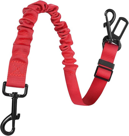 Dog Seat Belt for Car, Retractable Adjustable Nylon Pet Seatbelts for Vehicle Headrests, Elastic & Durable Car Harness, Dogs Leash Accessories for Bicycles (Only Leash Red)