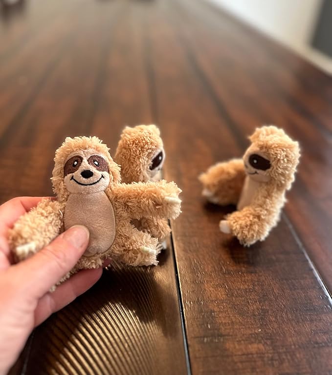 Glow Pups Sloth Dog Toy, Dog Squeaky Toy, Tree with Hide and Squeak Plush Toys for Dogs, Toy, Puzzle Toy for Small and Medium Size Dogs. (3 Pack: Replacement Animals, Sloth)