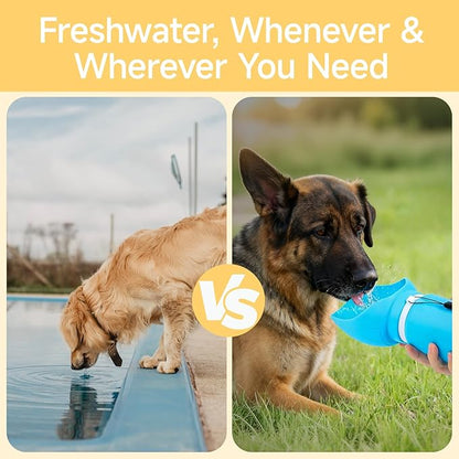 Dog Water Bottle, Leakproof Portable Water Bowl for Dog, Lightweight Water Bottle for Dogs, Food Grade Silicone, Collapsible Travel Pet Water Bottle for Outdoor Hiking Camping (Blue, 18.6 Ounces)