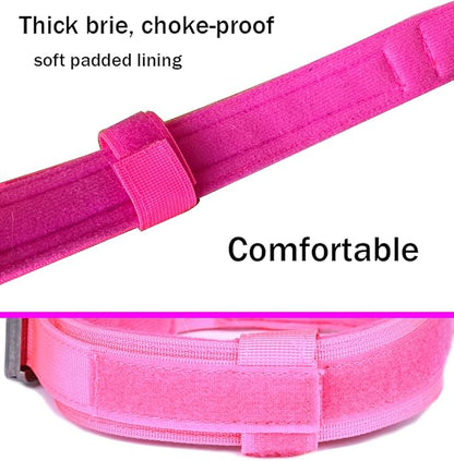 Xqpetlihai Tactical Dog Collar Adjustable Military Nylon Dog Collar with Control Handle and Heavy Duty Metal Buckle for Medium and Large Dogs (Pink,M)